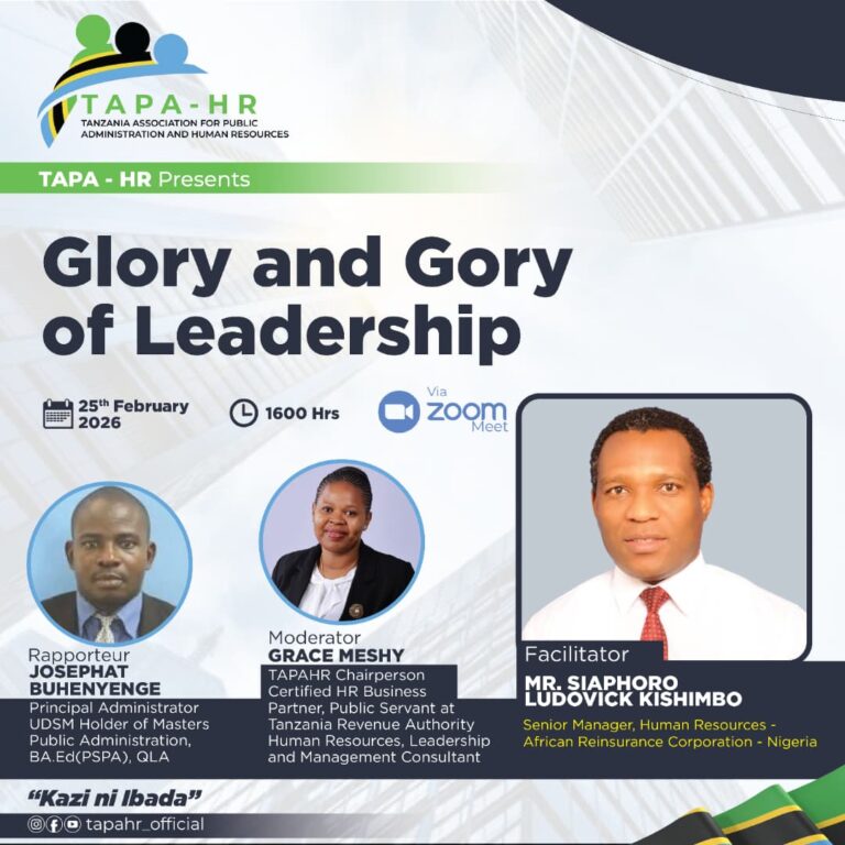 Tanzania Association For Public Administrators and Human Resources (TAPA-HR) is inviting you to a scheduled Zoom meeting.